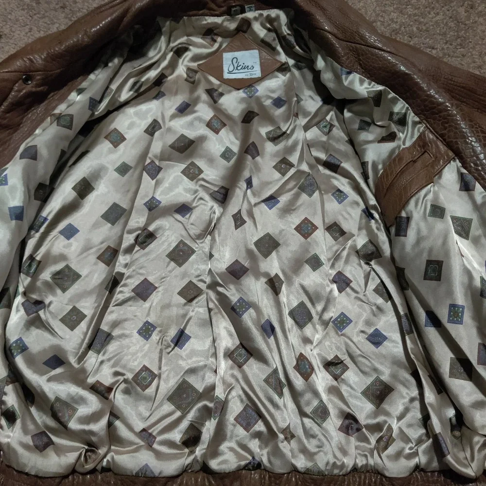 Vintage Skins by Tora Super Soft Leather Jacket Brown 70s Bomber Groovy Men's XL